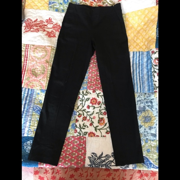 Donna Karan Linen Black Pants w/front side Zipper